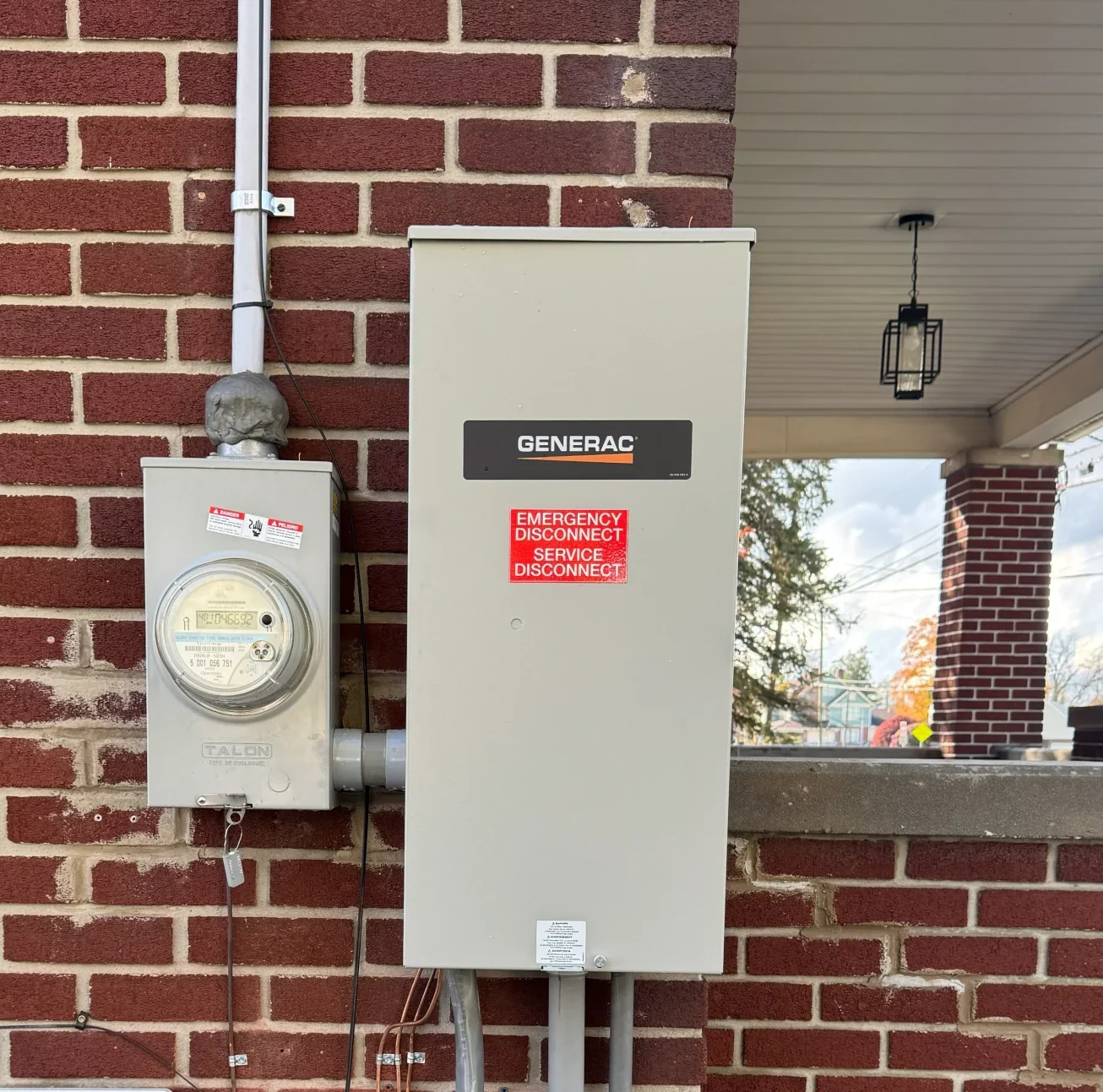 Generator transfer equipment installed beside a residential property